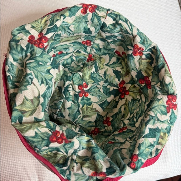 2003 Longaberger Red and Green Hand-Woven Basket w Liner & Bell Ornament - Picture 3 of 9